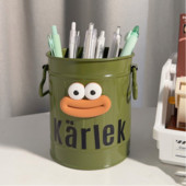 Забавен голям държач за писалка в устата Сладък със стикери Поставка за молив с голям капацитет Издръжлив метален контейнер за канцеларски материали Канцеларски материали