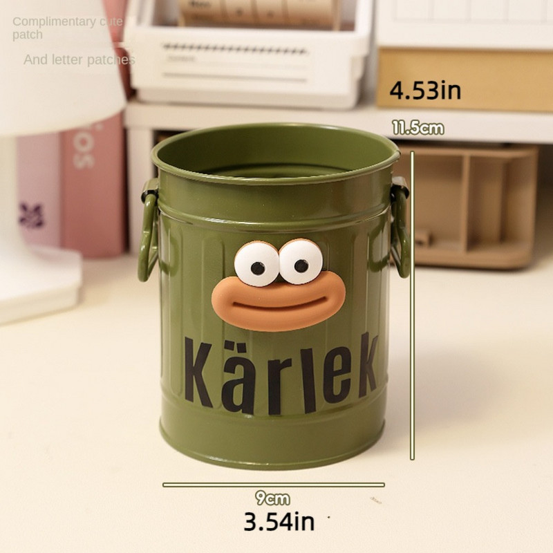 Забавен голям държач за писалка в устата Сладък със стикери Поставка за молив с голям капацитет Издръжлив метален контейнер за канцеларски материали Канцеларски материали