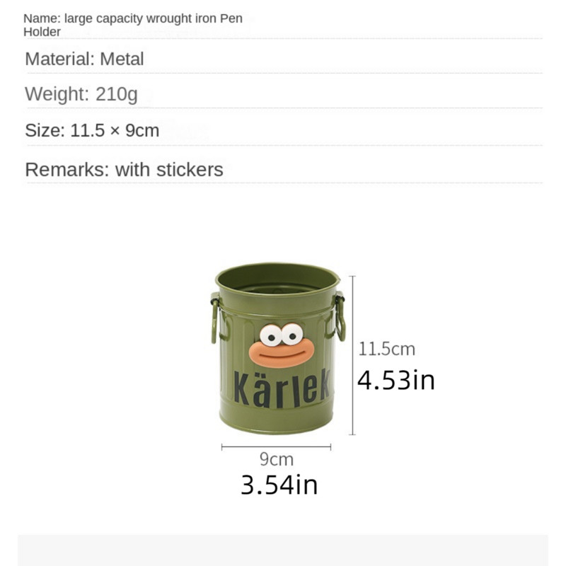 Забавен голям държач за писалка в устата Сладък със стикери Поставка за молив с голям капацитет Издръжлив метален контейнер за канцеларски материали Канцеларски материали