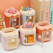 Cartoon Multi-grid Pig Stand Holder Student Kawaii Multi-function with Grid Storage Box Girl Heart Desktop Stationery box