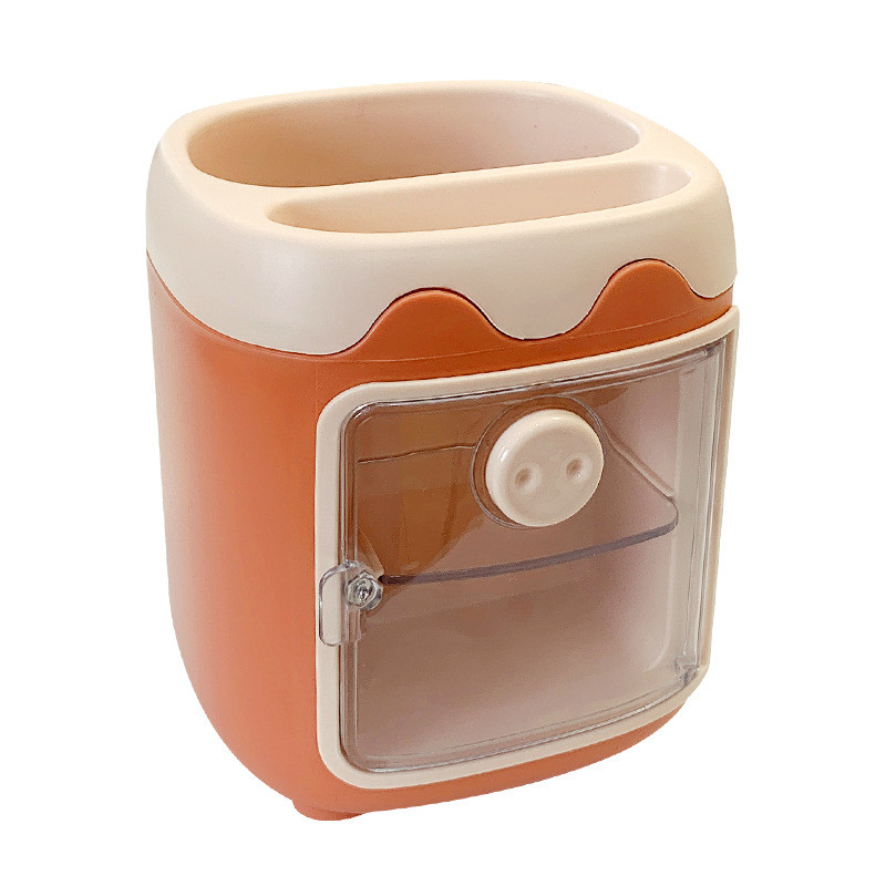 Cartoon Multi-grid Pig Stand Holder Student Kawaii Multi-function with Grid Storage Box Girl Heart Desktop Stationery box