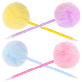 4 tk. Juuksepallide kirjutuspliiats täitesulepead Elegantne stiil õpilastele Hairball Pehm Pompom Tüdrukutele Erksavärviline pastapliiats