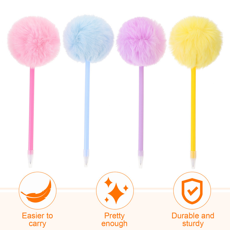 4 db Hajgolyós írótoll töltőtoll Elegáns stílus Diákoknak Hairball Plüss Pompon Lányok Élénk színű golyóstoll