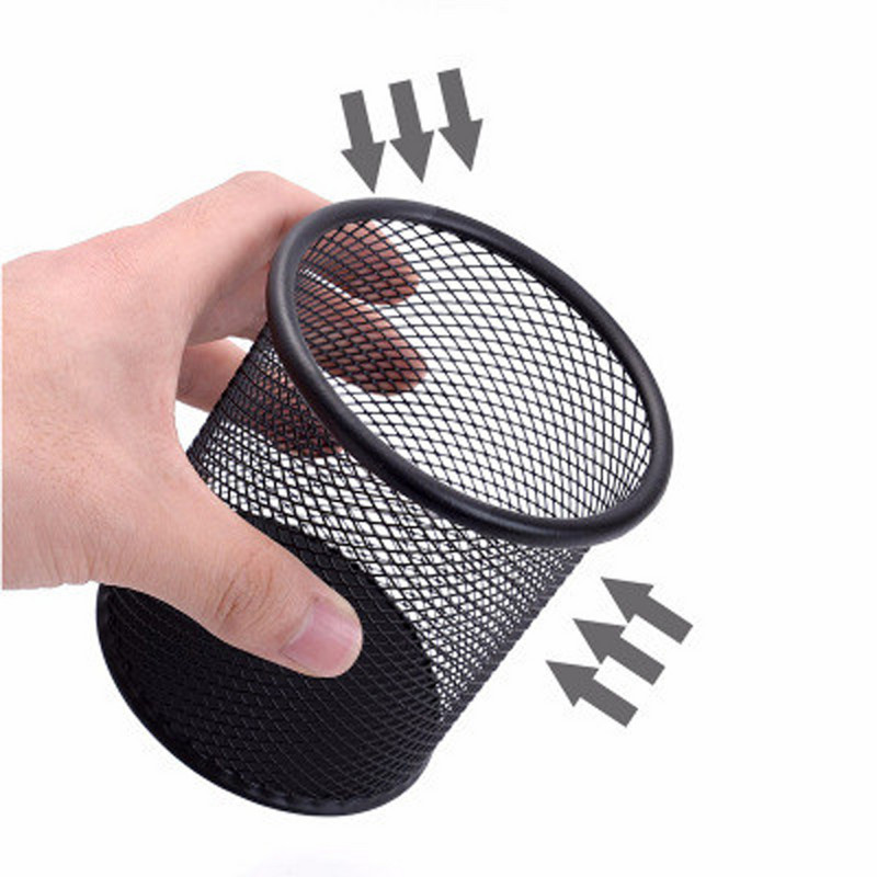 Konteiners Galda organizators Konteiners melns darbvirsmas metāla pildspalvu turētāji Tīkla zīmuļa kauss pildspalvu futrālis