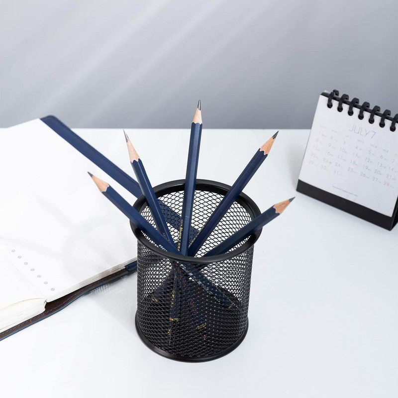 Konteiners Galda organizators Konteiners melns darbvirsmas metāla pildspalvu turētāji Tīkla zīmuļa kauss pildspalvu futrālis
