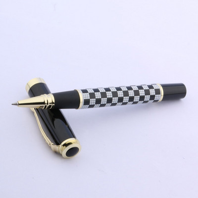 JINHAO 500 arany Fekete-fehér sakktábla rácsos fém Trim Rollerball Pen