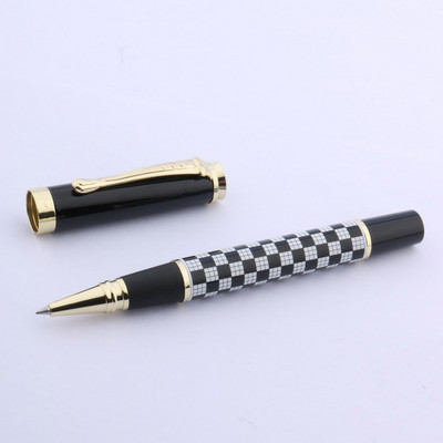 JINHAO 500 kuldne Must-valge ruudusõrestik metallist Trim Rollerball Pen
