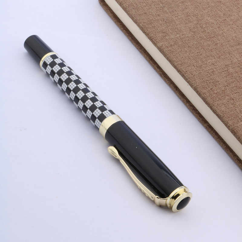 JINHAO 500 arany Fekete-fehér sakktábla rácsos fém Trim Rollerball Pen