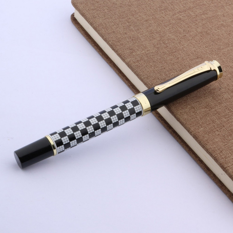 JINHAO 500 arany Fekete-fehér sakktábla rácsos fém Trim Rollerball Pen