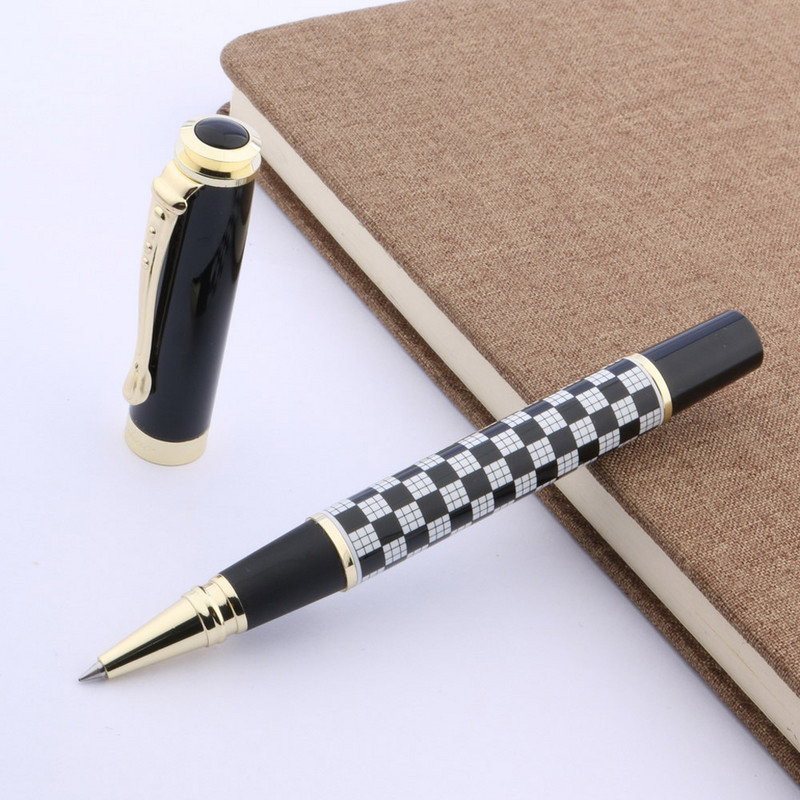 JINHAO 500 arany Fekete-fehér sakktábla rácsos fém Trim Rollerball Pen