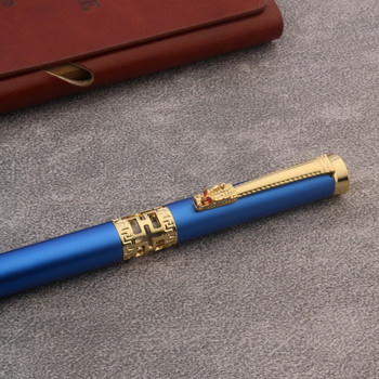 OFFICE класическа метална златна ученическа химикалка тюркоаз Ролерна химикалка с релефно издълбаване Консумативи химикалки