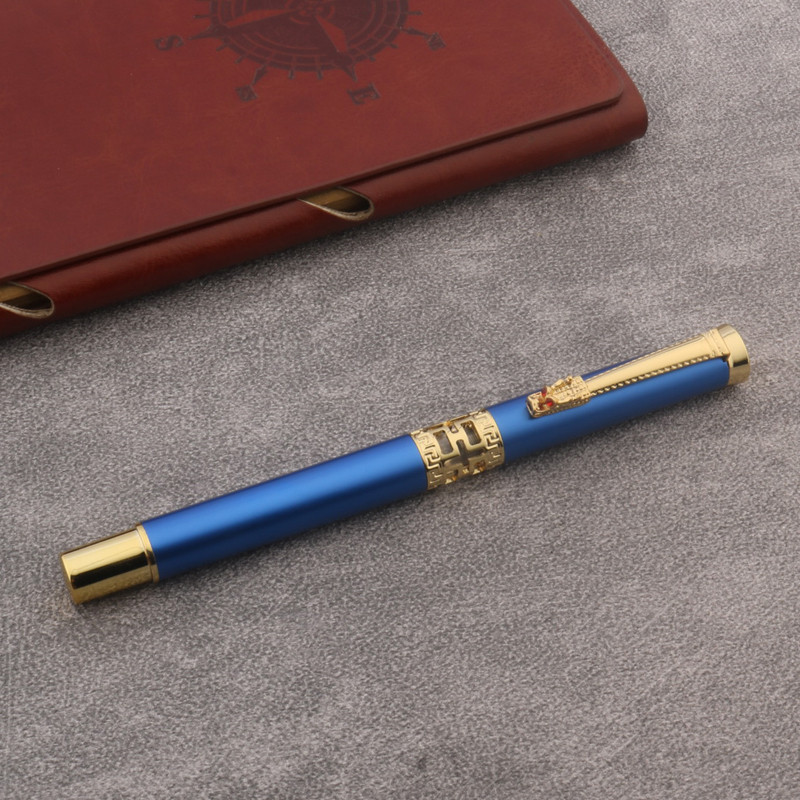 OFFICE klasszikus fém arany diáktoll türkiz Rollerball Pen relief üreges Kiegészítő toll