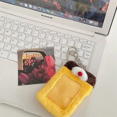 3 hüvelykes aranyos rajzfilm medve nyúl csillag plüss fotókártya tartó Kpop bálvány fotó tartó lány kulcstartó azonosító hitelvédő levélpapír