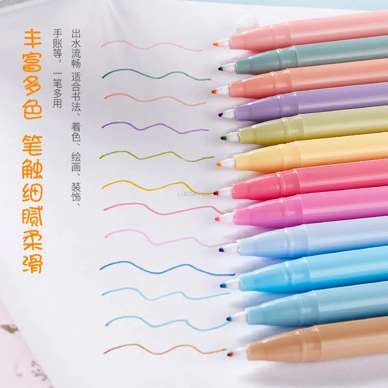 12 τμχ/σετ Morandi Έγχρωμες μαρκαδόροι μύτης 0,38 χιλ. Plus στυλό για επισήμανση Journaling Planner Σχέδιο χρωματισμού Χρώματα Art Marker