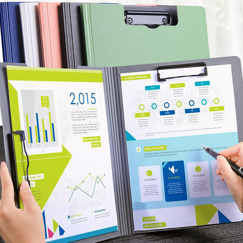 Πρόχειρο φακέλου αρχείου A4 Πίνακας αποσπάσματος σημειωματάριων πληκτρολογίου γραφής Organizer διπλών κλιπ