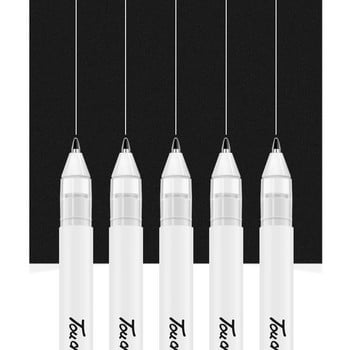 5 PCS White Manga Marker Pens Set 0,8 mm Permanent ink Scrapbook Tyre Pen Водоустойчиви училищни пособия Канцеларски материали Химикал с четка за изкуство