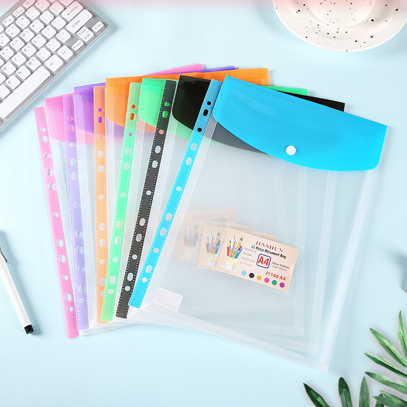 1 db átlátszó műanyag borítékok iratgyűjtő zseb bővíthető iratgyűjtő mappák 2/3/4 gyűrűs dokumentumtasakhoz pattintható gombos címkével