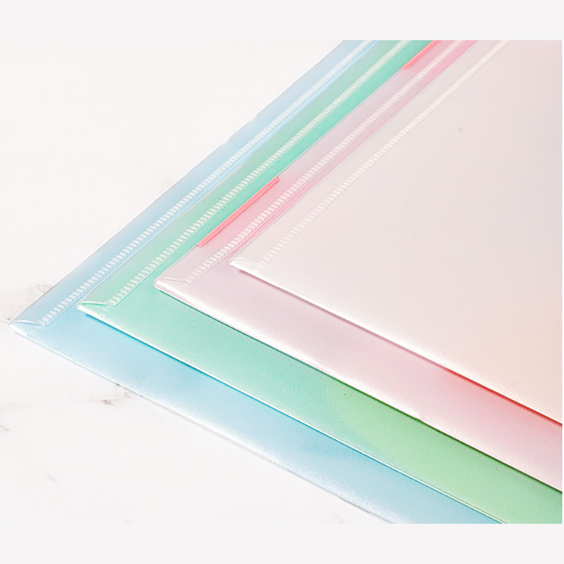 4 бр. Чанти за файлове за документи Сладък карикатурен държач за файлове Бутон за закопчаване PVC папка Химикалка Каса Офис Информационна чанта Студентски канцеларски материали