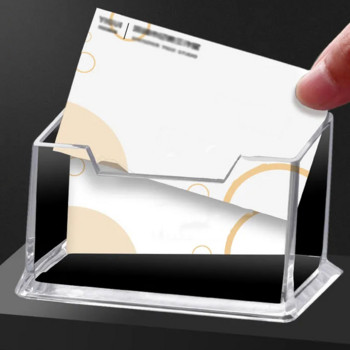 1-3 бр. Прозрачен рафт за бюро Кутия за съхранение Дисплей Стойка Акрилна пластмаса Прозрачен настолен държач за визитки Поставете държач за карти