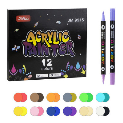 72 spalvų dvigubo antgalio akrilo dažų rašikliai Meno žymekliai Šepečių rašiklis, dvigubas antgalis, skirtas dažyti uolą Akmuo Keramikos „pasidaryk pats“ piešimo reikmenys