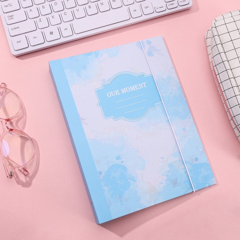 A5-ös, kemény héjú fotóalbum, 6 lyukú, laza levelű könyv, cserélhető átlátszó iratgyűjtő tárolótáska Kreatív barkácsnapló Deco írószer