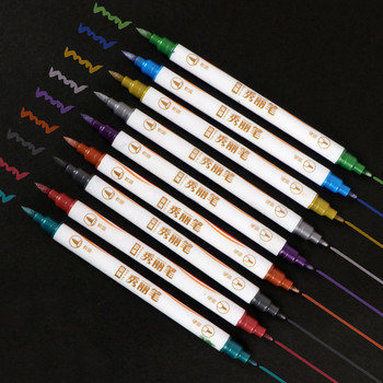 10 цвята метален маркер Химикалки с четка за калиграфия Скрапбукинг Занаяти Изработка на карти Арт писалка Рисуване Канцеларски материали Офис консумативи