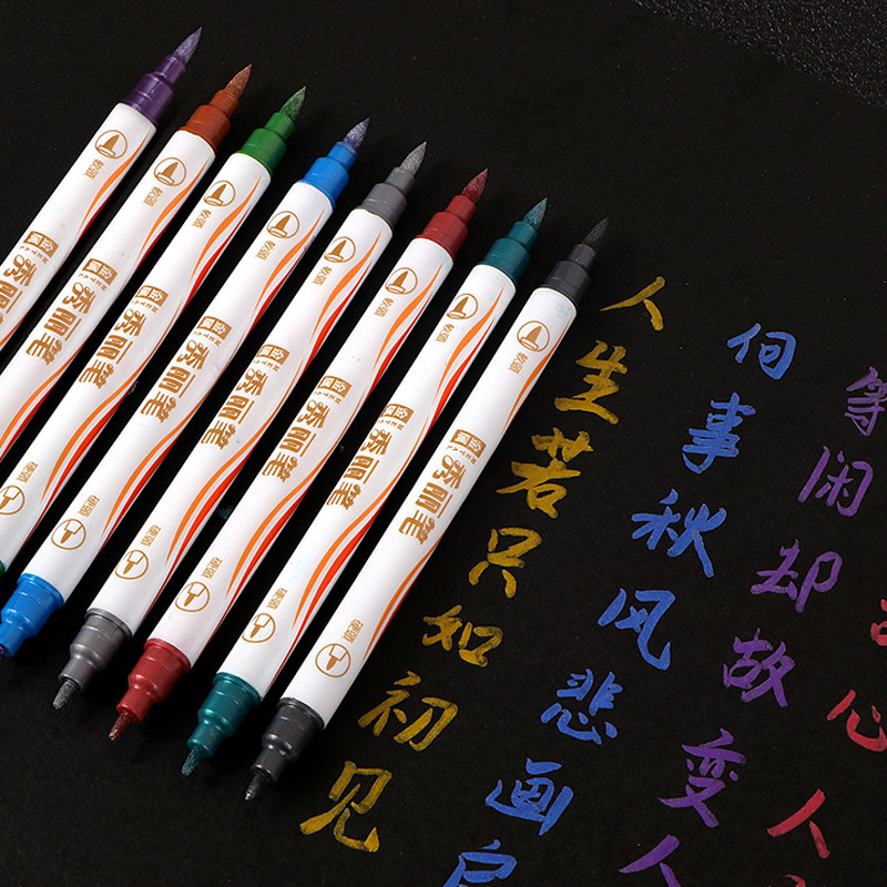 10 culori metalice pix marker caligrafie perie pixuri Scrapbooking Artizanat Crearea de carduri Art Pen Desen Papetarie Rechizite de birou