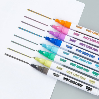 Контурна писалка с двойна линия, костюм с 8 цвята, флуоресцентна писалка „Направи си сам мечта“, детска поздравителна картичка, рожден ден, графити, метална граница