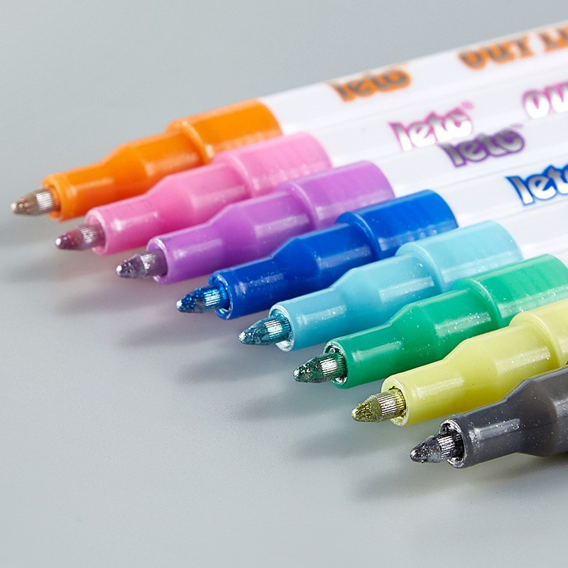 Dvigubos linijos kontūrinis rašiklis, 8 spalvų kostiumas, „pasidaryk pats“ svajonių fluorescencinis rašiklis, vaikų sveikinimo atvirukas, gimtadienis, grafiti, metalinis rėmelis