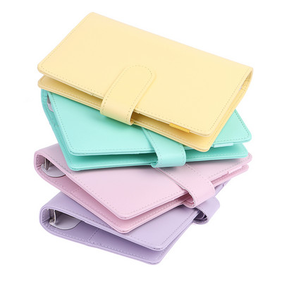 1PC Macaron Color A6 6 Ring Binder PU Clip-on Notebook Lease Leaf Money Cash Envelope Pocket Binder Pocket 7Colors