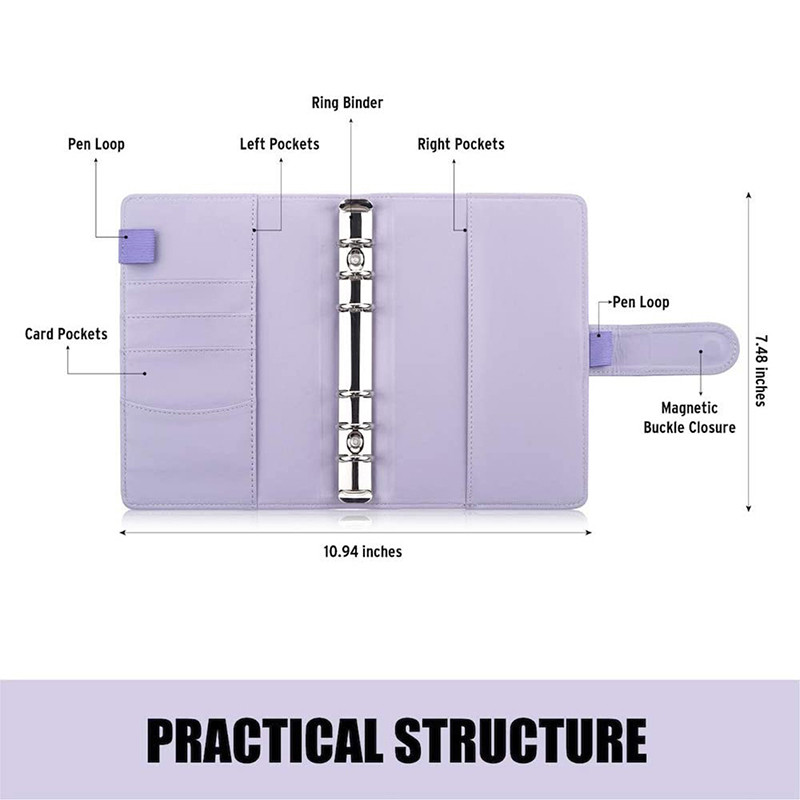 1PC Macaron u boji A6 6 prstenova za vezivanje PU kopča za bilježnicu Kožna slobodna koverta za novac Organizator Džep za vezivo 7 boja