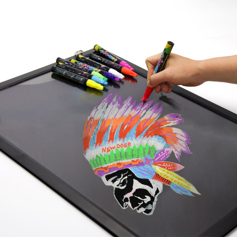 8 színű eltávolítható folyékony krétafesték ablakjelzők mosható jelölő ablakokhoz tükrök autók szélvédői üveg táblák