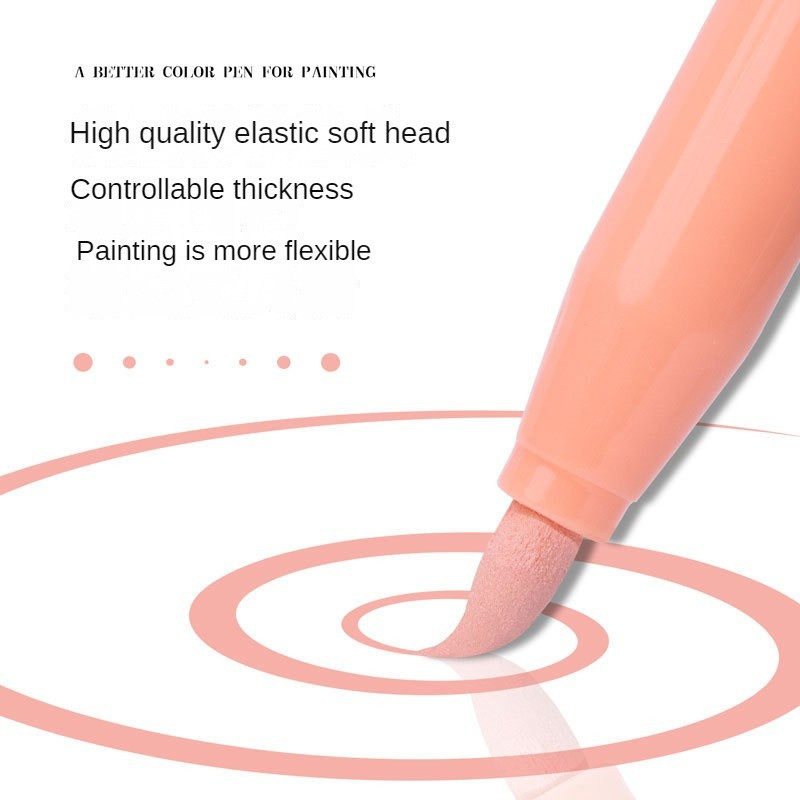 12 színű bőrtónus jelölő tollak, nejlon puha fejű akril markerek, vízálló toll puha kefe hegyű művészeti kellékek iskolai kellékek