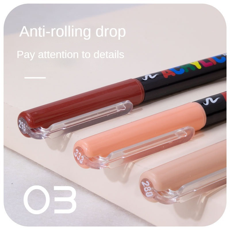 12 színű bőrtónus jelölő tollak, nejlon puha fejű akril markerek, vízálló toll puha kefe hegyű művészeti kellékek iskolai kellékek