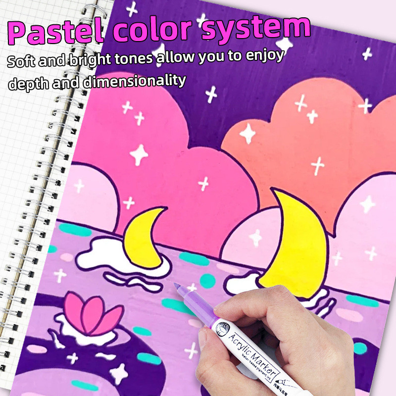 12/24Pcs Μαρκαδόρος από προπυλένιο Μαλακή κεφαλή αδιάβροχη στυλό γκράφιτι με βάση το νερό Παιδική ευχετήρια κάρτα, Γενέθλια, γκράφιτι