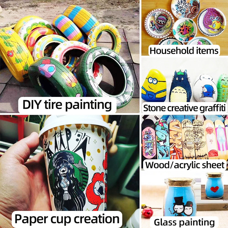 12/24Pcs Μαρκαδόρος από προπυλένιο Μαλακή κεφαλή αδιάβροχη στυλό γκράφιτι με βάση το νερό Παιδική ευχετήρια κάρτα, Γενέθλια, γκράφιτι