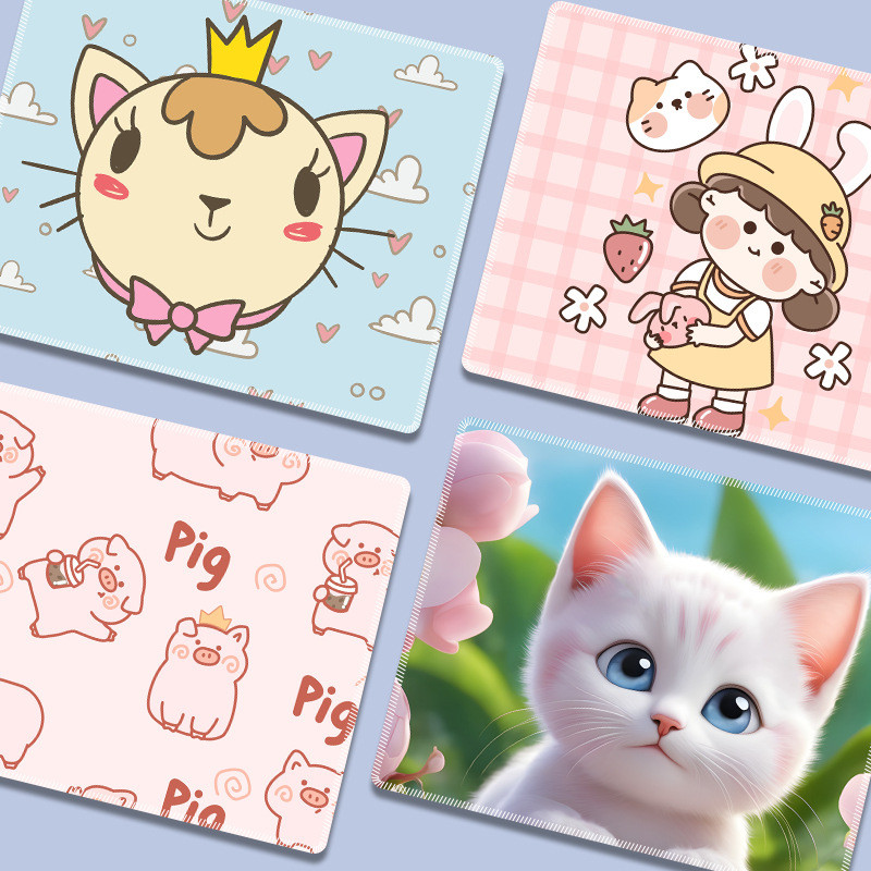 Egérpad Aranyos rajzfilm egérpad Kawaii asztali kiegészítők Kis pad játékasztalhoz Csúszásgátlók Egér Overlock párnázat
