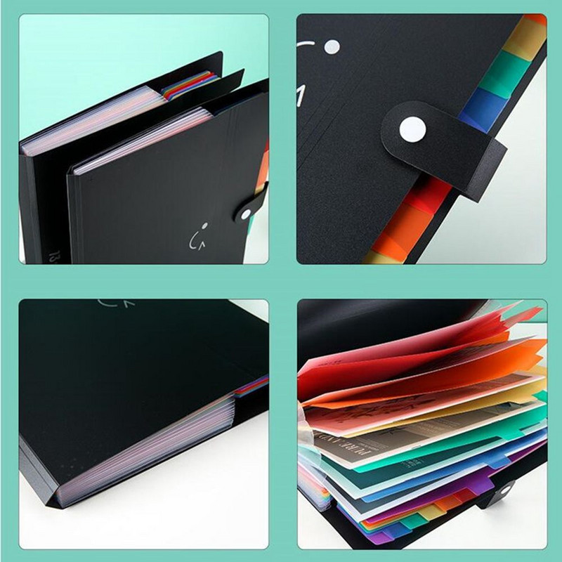 Zsebek Tárolótáska A4-es papír számára, pattintható zárással A4-es orgonatáska Irattartók Dokumentumtáska Teszt papírtartó Dokumentumrendező