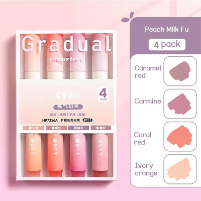 4 db-os színes kiemelő tollkészlet Kawaii iskolai kellékek jelölőtoll Aranyos koreai írószer