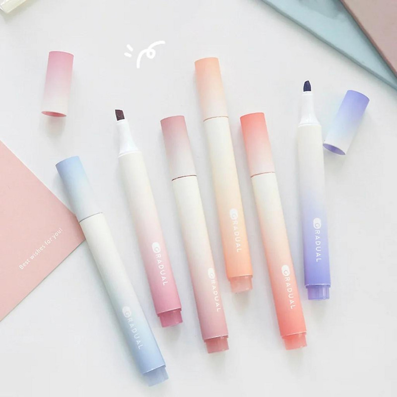 4 db-os színes kiemelő tollkészlet Kawaii iskolai kellékek jelölőtoll Aranyos koreai írószer