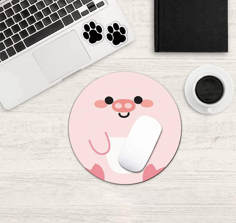 Στρογγυλό mousepad Pink Cute Pig Mouse Mat Μικρή αντιολισθητική βάση από καουτσούκ Στρογγυλό mousepad με σχέδια για σπίτι εργασίας και παιχνιδιών
