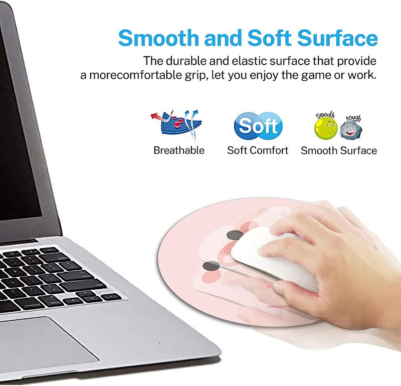 Στρογγυλό mousepad Pink Cute Pig Mouse Mat Μικρή αντιολισθητική βάση από καουτσούκ Στρογγυλό mousepad με σχέδια για σπίτι εργασίας και παιχνιδιών