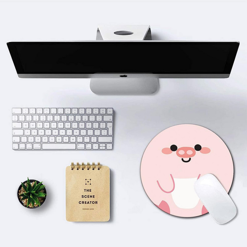 Στρογγυλό mousepad Pink Cute Pig Mouse Mat Μικρή αντιολισθητική βάση από καουτσούκ Στρογγυλό mousepad με σχέδια για σπίτι εργασίας και παιχνιδιών