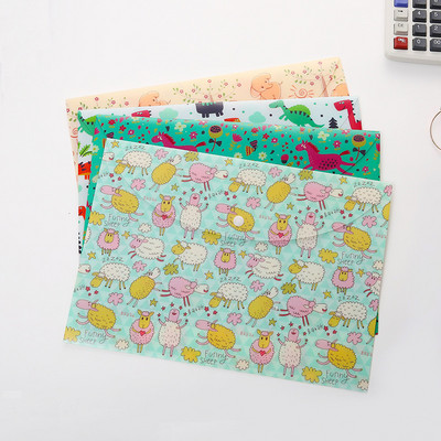 1 τμχ Α4 Cute Cartoon Animal Button File Folder PP Αδιάβροχο χαρτί φοιτητικής εξεταστικής οργάνωσης εγγράφων Σχολικό αξεσουάρ γραφείου