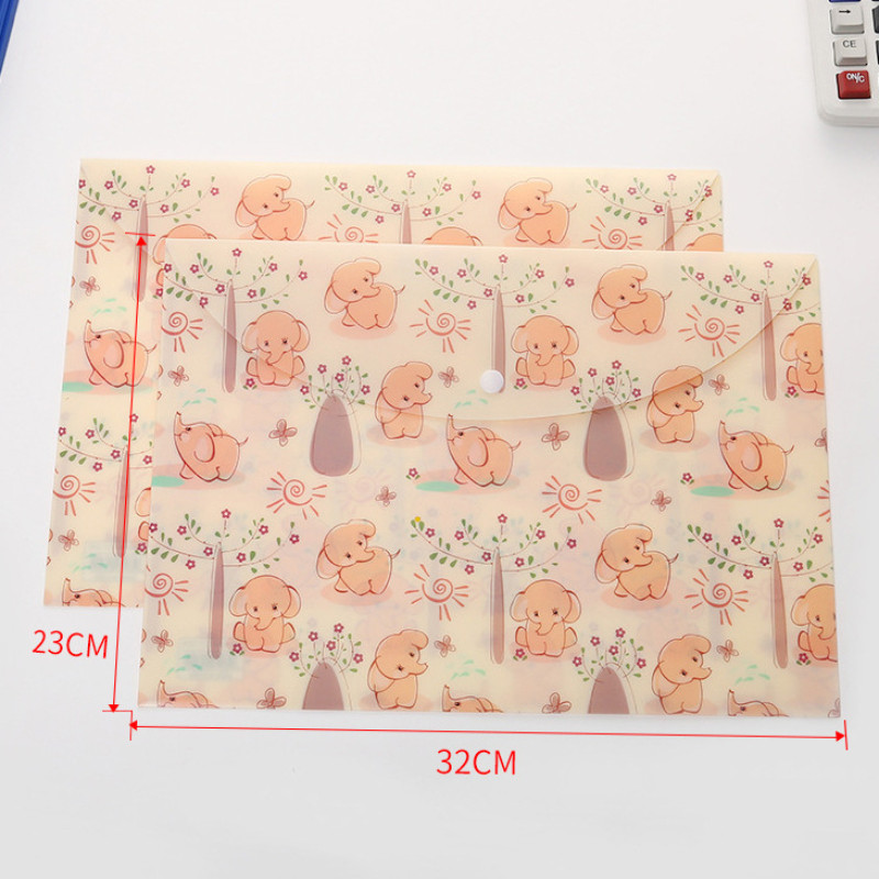 1 τμχ Α4 Cute Cartoon Animal Button File Folder PP Αδιάβροχο χαρτί φοιτητικής εξεταστικής οργάνωσης εγγράφων Σχολικό αξεσουάρ γραφείου