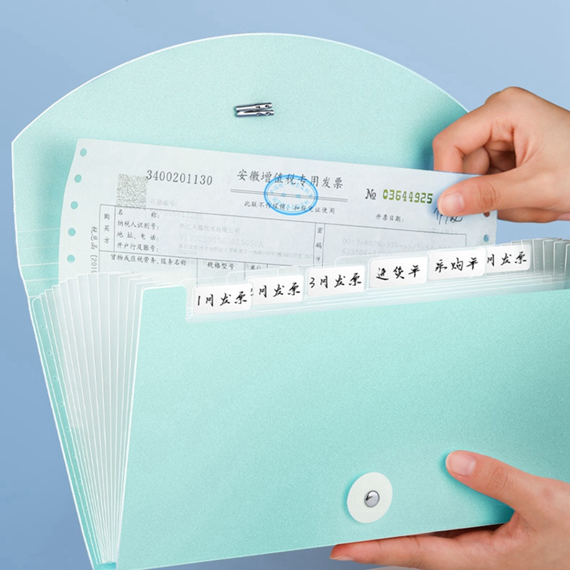 Többrétegű, 13 rácsos, kibővülő pénztárca irattartó mappa csat szervtáska nagy kapacitású iskolai iroda számla adattároló rendszerező tasak