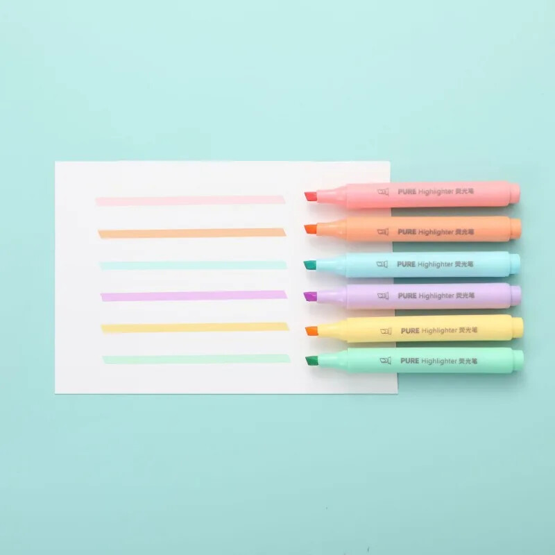 6 τεμάχια/σετ Παστέλ χρώματος Macaron Μαρκαδόρο Μαρκαδόρο Μαρκαδόρο Μαρκαδόρο Φθορίζον Μαρκαδόρο Σχέδιο Χαριτωμένα σχολικά είδη