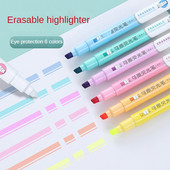 6db törölhető kiemelők pasztell markerek, kétvégű fluoreszkáló toll művészeti rajzokhoz, firka jelölésekhez iskolai irodaszerek