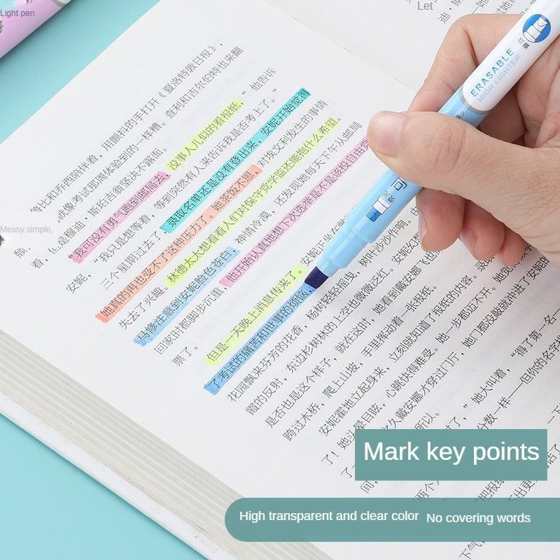 6db törölhető kiemelők pasztell markerek, kétvégű fluoreszkáló toll művészeti rajzokhoz, firka jelölésekhez iskolai irodaszerek