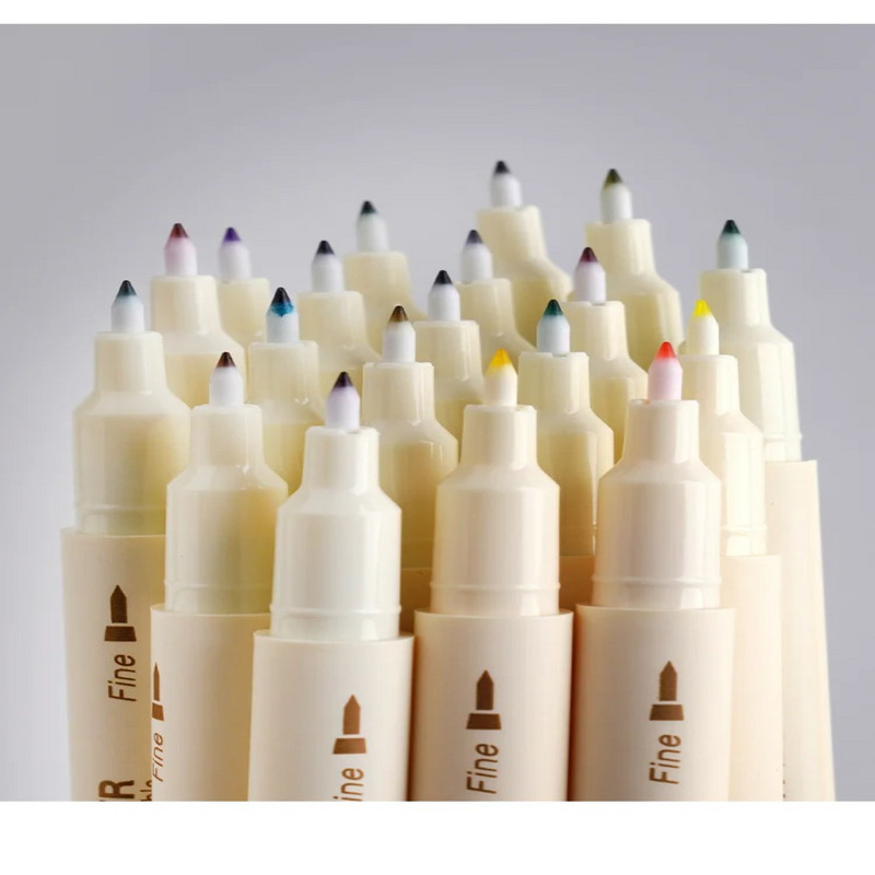 3 db Retro színű kalligráfia ecsettoll készlet Barkácsolás Scrapbooking Crafts Puha hegy Kétoldalas Fine Liner Art betűkkel Rajzjelzők